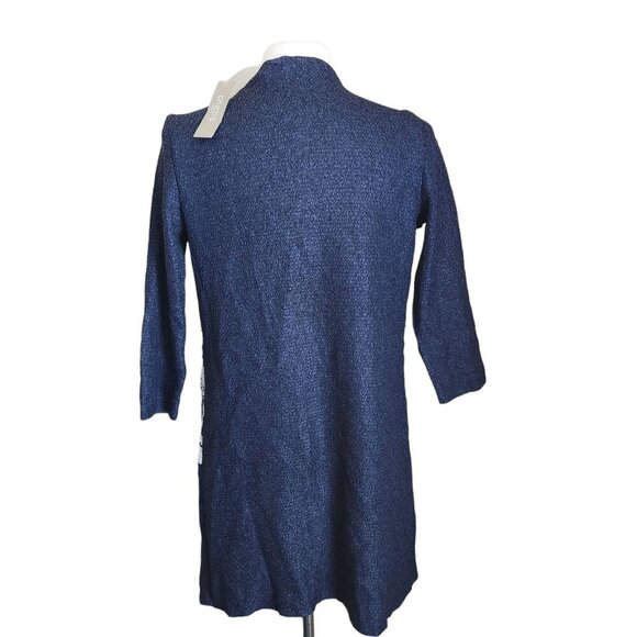 Chico's Travelers Long Cardigan Jacket sz 0 S/4 Crinkle Navy Blue Open Front NWT - Picture 6 of 13